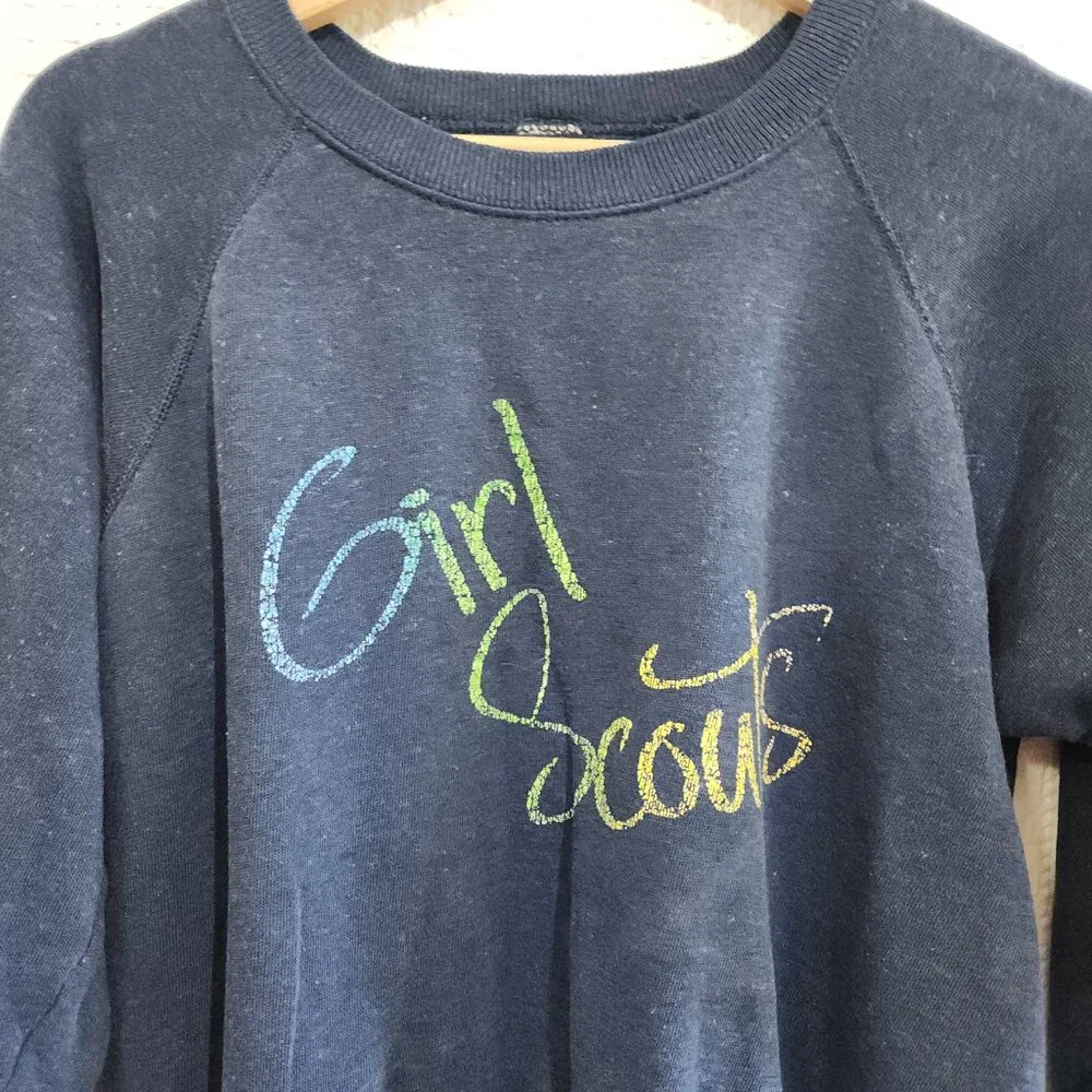 Vintage Heathered Navy Blue Girl Scouts Crewneck Sweater Size Small - Picture 6 of 9